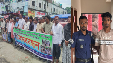 সাতক্ষীরা প্রেসক্লাবে সাংবাদিকদের ওপর হামলার প্রতিবাদে মানববন্ধন, মামলায় আটক ১