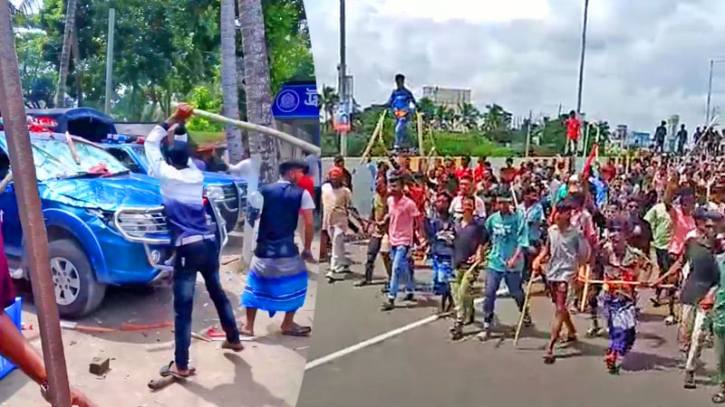 উত্তাল ভাঙ্গা : সাংবাদিককে কুপিয়ে আহত, মসজিদে আশ্রয় নিলেন পুলিশ সদস্যরা
