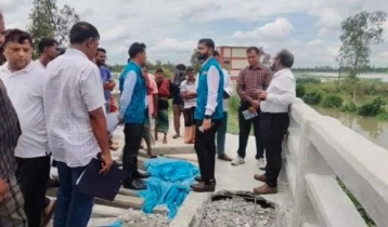টাঙ্গাইলে সেতু নির্মাণে রডের বদলে বাঁশ!